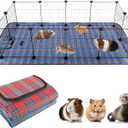 FHTONGE Large Guinea Pig Cage Habitat with 2 Pcs Waterproof Bedding, 8Sq Ft Guinea Pig Playpen with Mat, Metal Small Animal Playpen with Mat for Hamster Hedgehog Dwarf Rabbit (12 x Cage Panels)