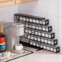 FlagShip 5-Tier Corner Coffee Pod Organizer for K Cup - 40 Capsules Metal Storage, Space-Saving Kitchen Countertop Rack Wall Mountable, Black