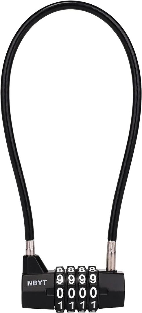 4-Digit Cable Locks with Combination - Heavy Duty Outdoor Gate Lock for Fence, Cabinet,Refrigerator Dumpster,lockers,Gym,Toolbox,case, hasp Storage,Sheds (Cable 11"-Span 5 (3/16" Diameter))