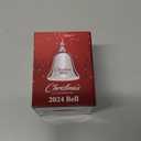 2024 Christmas Ornament - Elegant Silver Christmas Bell Ornament 2024 with Red Ribbon. Jingle Bell 2024