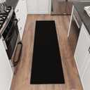 Ottomanson Hallway Runner Rug – Non-Slip Low Pile Carpet Runner for Entryway, Stain Resistant & Easy to Clean, Solid Black, 1'10.5" x 8'