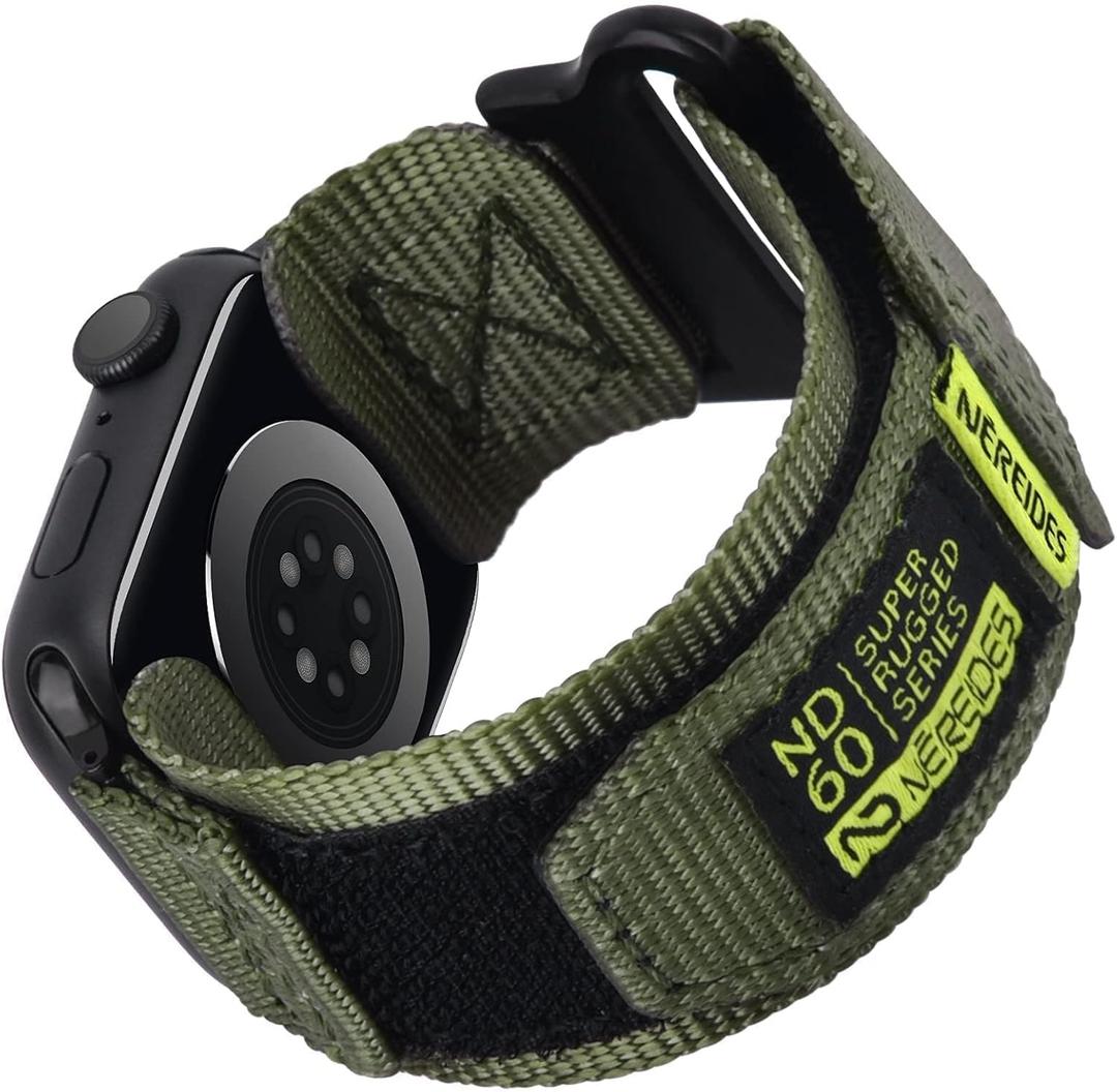 Nereides Compatible with Apple Watch Series 11 Band Series 10/9/8/7/6/5/4/SE/SE2/SE3/Ultra 3/2/1, Nylon Sports Strap with Woven Design for 38/40/41/42mm L Army Green)
