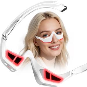Under Eye Red Light Therapy Device, 650nm Red Light Therapy for Eyes Glasses, Microcurrent Eye Massager Mask for Dark Circles, Smoother Fine Lines & Puffiness, Home Skincare