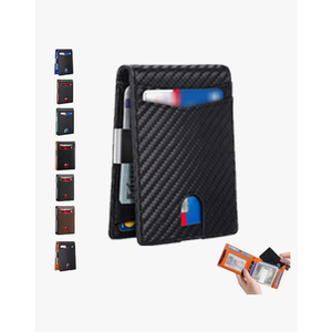 Furid  Wallet, Lanuspro Rfid Blocking Elegant Anti-Theft Leather Wallet for Business Men, Lanuspro Front Pocket Bifold Wallet with 6 Card Slots and Id Window (A Black)