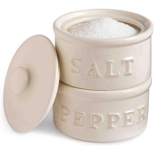 Mud Pie Salt & Pepper Cellar, Off-White, 6" X 3.5" dia