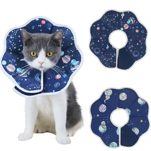 SPRING PARK Adjustable Dog Cat Cone,Soft Waterproof Star Print Recovery Cat Cone Collar,Dog Protective Collar for Cats Surgery