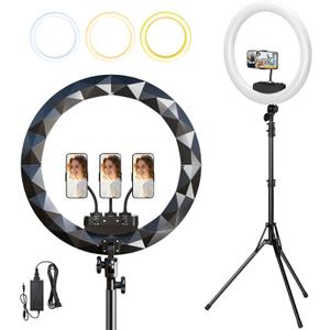 Large Ring Light with Stand, 19" Ring Light Tripod for iPhone, Professional Led Ringlight for Live Streaming, Barber, Makeup, YouTube, Tiktok, Black