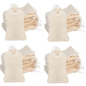 Tayfremn 200Pcs Cotton Drawstring Bags, Reusable Muslin Bag Natural Cotton Bags with Drawstring Produce Bags Bulk Gift Bag Jewelry Pouch for Party Wedding Home Storage, Natural Color (4 x 6 Inches)