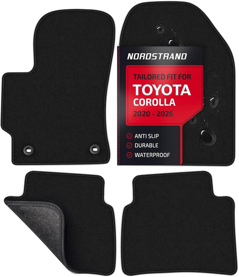 Floor Mats for Toyota Corolla 2020 2021 2022 2023 2024 2025 2026 - Custom 3D Fit - 1st and 2nd Row Set - Rubber Anti-Slip Backing - Heavy Duty 22oz Carpet Mat - All Weather Car Liner Floormats