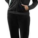 Marvmys Velour Tracksuit Womens 2 Piece Outfits Velvet Sweatsuit Jogging Suit Full Zip Up Hoodie and Sweatpants Set (Small, Black)