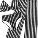 Girls Swimsuit V-Neck Halter Backless 3 Piece Bikini Sets with Cover Up Pants Stripe Bathing Suit for Girls 7-14 Years