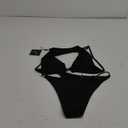 ZAFUL Women's Ribbed O-Ring String Bikini Swimsuit Cheeky Thong Swimwear Two Pieces Bathing Suit S