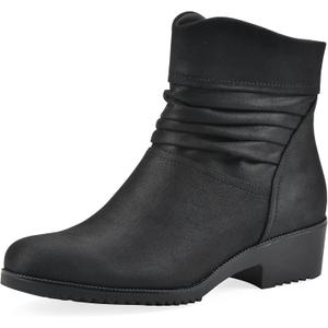 CLIFFS BY WHITE MOUNTAIN Women's Durbon Cushioned Ankle Booties (9.5, Black/Fabric)