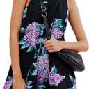 SKIKYAN Women Summer Cotton Mini Dress Floral Print Tank Dress Blackless Sleeveless Casual Sundress with Pockets (Purple, XL)