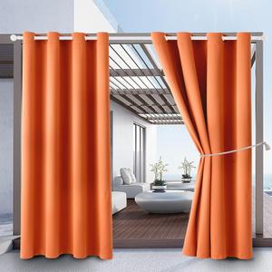 DIVA EN CAMINO DEC Outdoor Patio Curtain Waterproof Darkening Thermal Insulated Indoor Curtains for Bedroom, Porch, Living Room, Pergola, Cabana, W52 x L95, Orange, Set of 2 Panels