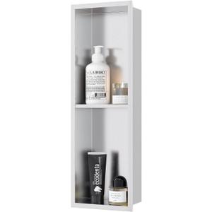 Stainless Steel Shower Niche 24" X 8", No Tile Needed Wall Niche Double Shelves, Recessed Niche Shower for Bathroom Storage, Brushed Nickel