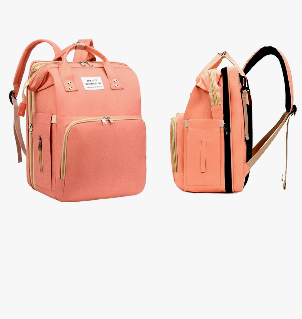 Unisex Diaper Bag - Western Baby Backpack with Insulated Pockets | Multi-functional Baby Bag | Waterproof Baby Travel Bag - Pink, Medium