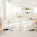 AMWAN Cozy Faux Fur Couch Cover Large Fuzzy Blanket for Sofabed,Loveseat Thick Cozy Shaggy Sofa Slipcover for Sectional,L Shaped Sofa Pets Multifunctional Throws Living Room Decor,Cloud White,71x134