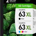 63 63Xl Ink Cartridge Combo Pack Replacement for HP63Xl Black and Color Work for HP Envy 4520 4512 Officejet 3830 4650 5258 5255 4655 5200 Deskjet 1112 2130 3630 Printer 2-Pack