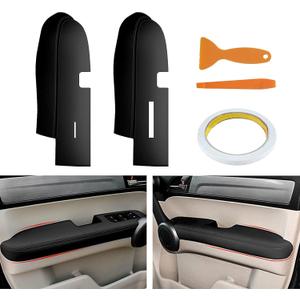 AOMSAZTO Front Door Panels Armrest Cover Leather Left & Right for Honda Cr-V CRV 2007-2012 (Black)