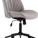 YOUTASTE Ergonomic Home Desk Chair Faux Leather Office Chair Swivel Rolling Task Chair No Arms Vanity Chair of Adjustable Height and Padded Seat Grey
