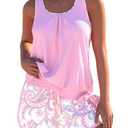 ROSEWE Modest Tankini Swimsuits for Women, Two Piece Athletic Womens Bathing Suits Blouson Tank Tops with Board Shorts Pink XL