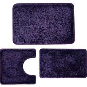 3 Pieces Luxury Bathroom Rug Set with U-Shaped Toilet Rug, Non-Slip Rubber Bottom, Thick Microfiber Fluffy Plush, Water Absorption, Quick Dry, Ultra Soft, Bath Mats for Bathroom, Tub(Purple)