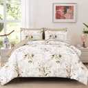WONGS BEDDING Brown Comforter Set Queen, 7 Pieces Botanical Bed in a Bag Golden Leaves Bedding Set Soft Microfiber Queen (1 Comforter,2 Pillowcase,2 Pillow Shams,1 Flat Sheet,1 Fitted Sheet)
