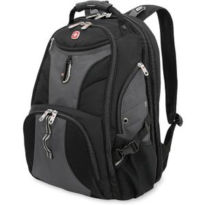 SWISSGEAR 1900 ScanSmart TSA Laptop Backpack Fits 17 Inch Laptop with RFID Protection and Tablet Pocket, Grey/Black, 19-Inch