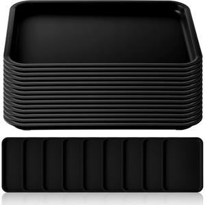 Gerrii 18 Pcs Plastic Fast Food Trays Bulk 9 x 12 Inch Restaurant Serving Cafeteria Grill School Lunch Trays Rectangular Serving Platter for Kitchen Hotel Restaurant (Black)