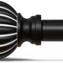 Black Curtain Rods for Windows 28 to 48 Inch, 1'' Adjustable Heavy Duty Curtain RodVintage Decorative Drapery Rods with Pumpkin Finials for Bedroom Living Room