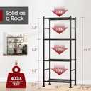 2-Pack 4-Tier Metal Storage Shelves, 18.4"x12.6"44.1", Black, 18.1W x 12.3D x 44.1H
