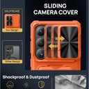 SSLOTSCASE for Samsung Galaxy S26 Ultra Case with Hidden Card Holder & Camera Stand & Adjustable Kickstand & Slide Camera Cover & Wallet, Military-Grade Heavy Duty Phone Cover for S26 Ultra, Orange