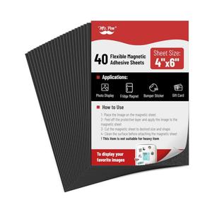 Mr. Pen- Adhesive Magnetic Sheets, 4" x 6", 40 Pack, Magnetic Sheets with Adhesive Backing, Magnetic Sheets, Flexible Magnetic Sheet, Picture Magnets, Cuttable Magnetic Sheets