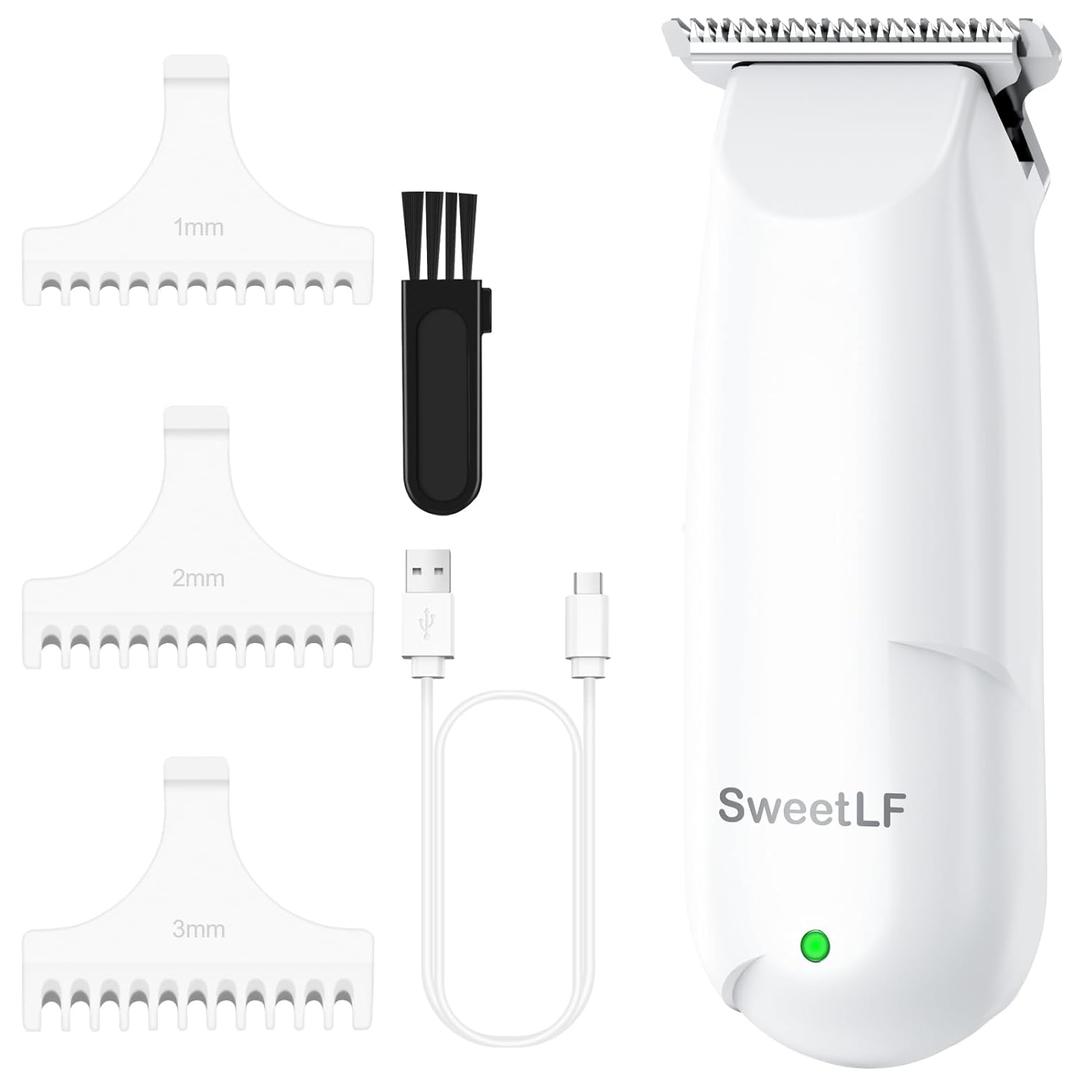 SweetLF Hair Clippers, Silent Cordless Hair Trimmer, Mini Hair Cutting Kit with 3 Guide Combs, USB Rechargeable, Portable, White