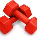 RBX Vinyl Coated Hand Weight Dumbbell Set - Hex Shaped, Roll Free for Body Building/Sculpting/Strength Training Exercise, (Set of 2) (3lb, Red)