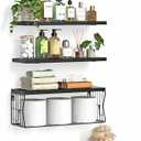 Floating Bathroom Shelves Wall Mounted - Wooden Shelf Set of 3 for Over Toilet Storage & Modern Bathroom Decor - Perfect Wall Shelving Organizer for Apartments RVs Powder Rooms Restroom - Black (15.7")