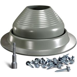 VIVIDA #7 Silicone Metal Roof Pipe Flashing Boot, High Temp Flexible Roof Jack Vent Boot for Pipe OD 6" to 11", Screws & Hex Socket Included, Gray, 1 Pack (Grey - Round Base (1 PCS))