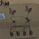 StrollAid Upright Walkers for Seniors, 450 lb Heavy Duty Stand Up Rollator Walker with Adjustable Soft Sponge Arm support & Seat, Tall Standing Folding Rolling Walker with 8'' Wheel, Red