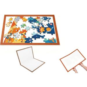 Jigsaw Puzzle Mat with Raised Edge Organizer, Non-Slip Foldable Travel Board Tabletop Display Pad for Toddlers Portable Storage for Kindergarten Homeschool Playroom