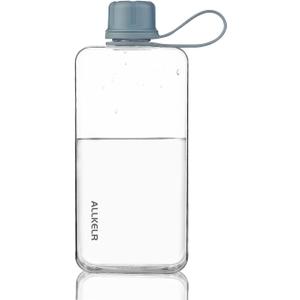 Portable Flat Water Bottle,BPA Free Reusable Tritan Plastic Travel Water Bottle Cup,Lightweight Leakproof Slim Water Bottles Fits Purse,Backpacking,Hiking (Blue, 13.5 oz)