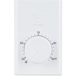 Stelpro Single Pole Line Voltage Thermostat, Mechanical 240 Volts, Compatible with Most Heating Products (Electric Baseboards, Wall Fan Heaters or Commercial Fan-Forced Heaters), (SWT1F) White