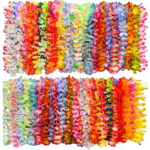 200 PCS Hawaiian Leis Neck Vibrant Colors Assortment for Luan Party Tropical Themed Party Decorations Beach Party Decor