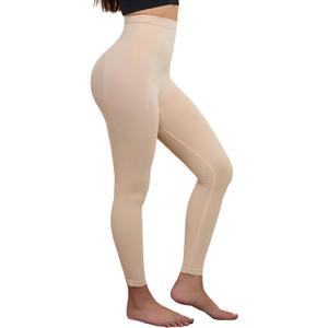High Waisted Tummy Control Shapewear Leggings for Women Soft Pants Compression Body Shaper Butt Lifter Thigh Slimmer (Small, Beige)
