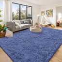 OLANLY 9x12 Machine Washable Large Area Rugs for Living Room, Bedroom, Soft Fluffy Shaggy Bedside Rug, Indoor Floor Carpet for Kids Girls and Boys, Dorms, Nursery, Home Decor Aesthetic, Denim Blue