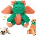 3-Layered Stuffed Dog Toys for Medium Large Dogs, Large Plush Squeaky Dog Toys to Keep Them Busy for Small Medium Large Breed, Cute Animals Puppy Teething Chew Toys - Dinosaur L