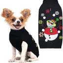 HRTTSY Dog Christmas Sweater Cute Snowman Cat Puppy Sweaters Soft Warm Fall Winter Dogs Clothes Black Ugly Xmas Pet Sweatshirt Knitted Doggie Vest Outfit for Small Medium Large Dogs(Black Snowman,M)
