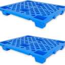 Plastic Pallets 23.6" x 19.7" x 3.9", Lightweight Water-Proof Floor Pallet with Breathable Grid for Indoor Outdoor, Warehouse, Garages, Kitchen, Basement (2 Pack, 1100lbs Load Capacity, Blue)
