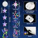 Flutesan 5 Pcs Winter Window Lights Decorations, Battery Powered Winter Window Hanging Lighted Snowman Star Angel Snowflake Moon Shaped LED Sucker for Tree Windows Fireplace Indoor Decor