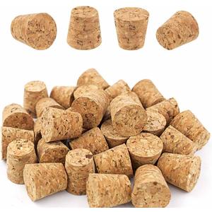 22 Pack Wooden Cork Plugs for Wine & Beer Bottles - Soft Tapered Cork Stoppers for DIY Crafts & Glass Jars